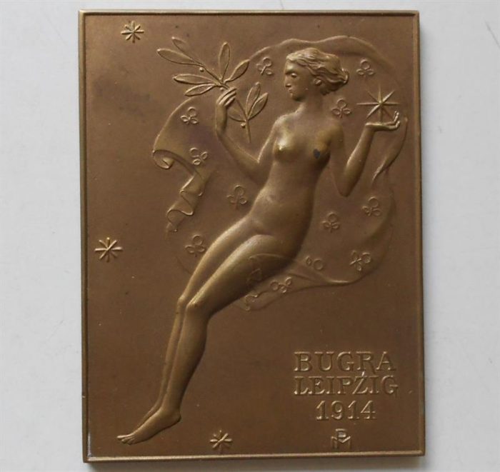 Michael Powolny – Plaketa bronz 1914.  Provedení WIENER WERKSTATTE. Velmi vzácné.